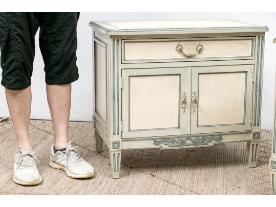 Pair Baker Paint Decorated Side Tables For Upcycle