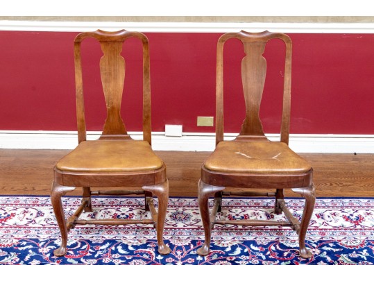 Set Of Six Mahogany Queen Ann Style Dining Chairs
