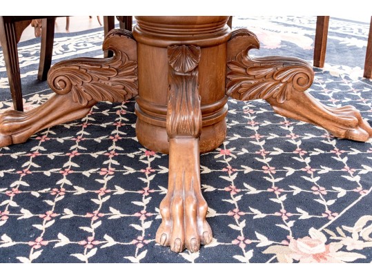Antique Extension Dining Table On Carved Paw Feet
