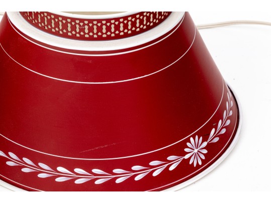 Pair Of Vintage Tole Handpainted Wall Sconces With Matching Shades