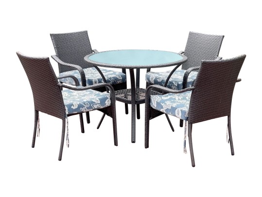 Metal & Resin Wicker 5 Piece Outdoor Dining Set