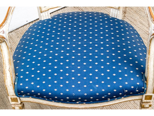 Pair Of Vintage Neoclassical Style Paint Decorated Armchairs 