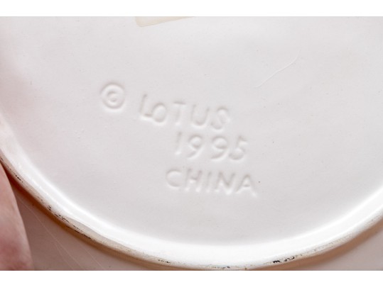 Festive Sixteen Piece Chinese Lotus Ceramic Serving Wares, Ca. 1995