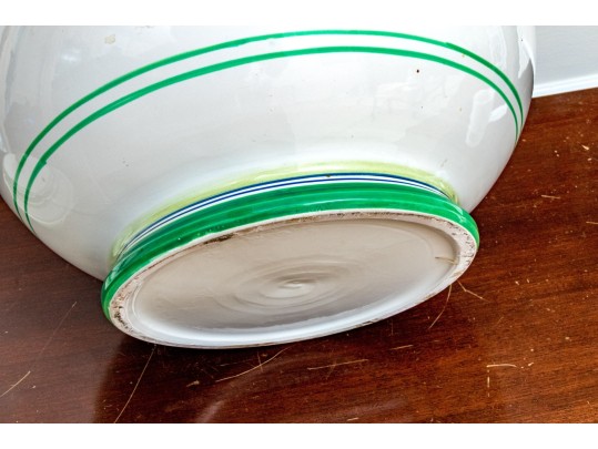 Large Italian Hand-Painted Ceramic Lidded Jar