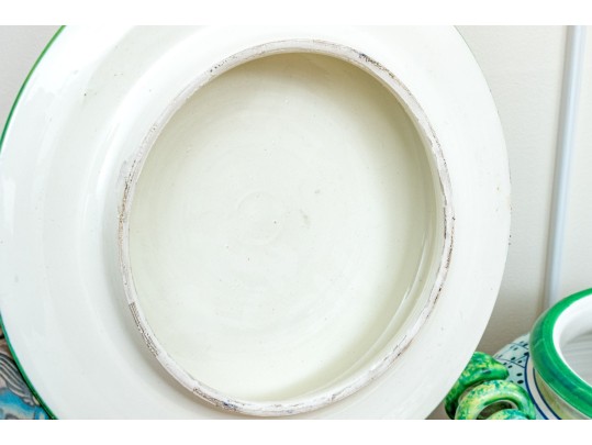 Large Italian Hand-Painted Ceramic Lidded Jar