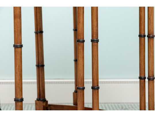 Set Of Three Nesting Tables With Faux Bamboo And Painted Decoration