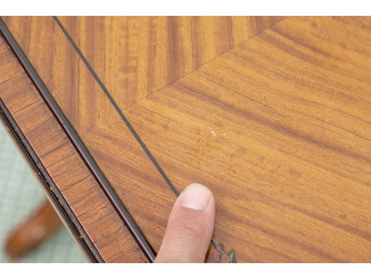 Set Of Three Nesting Tables With Faux Bamboo And Painted Decoration