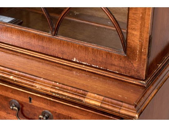 Georgian Style Burl Veneered Breakfront, As-is