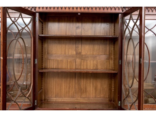 Georgian Style Burl Veneered Breakfront, As-is