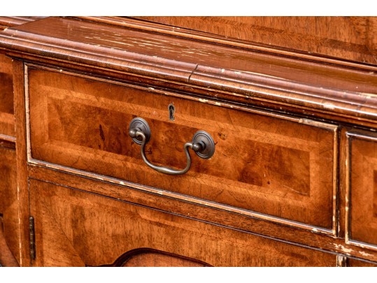 Georgian Style Burl Veneered Breakfront, As-is