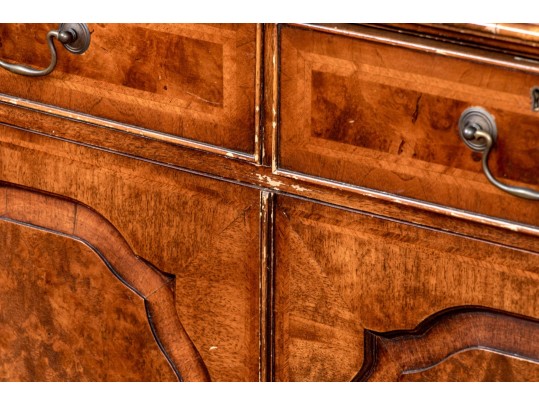 Georgian Style Burl Veneered Breakfront, As-is