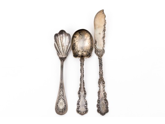 Three Antique Sterling Silver Flatware Items     2.925 Troy Ozs. 