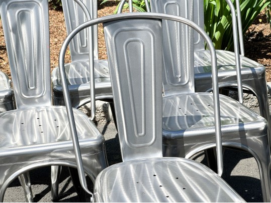 Set Of Six Lumisource Industrial Stacking Dining Chairs