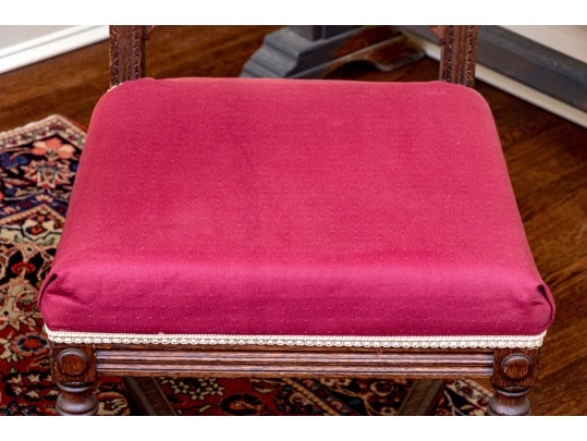 Pair Of Antique Maple Custom Upholstered Side Chairs