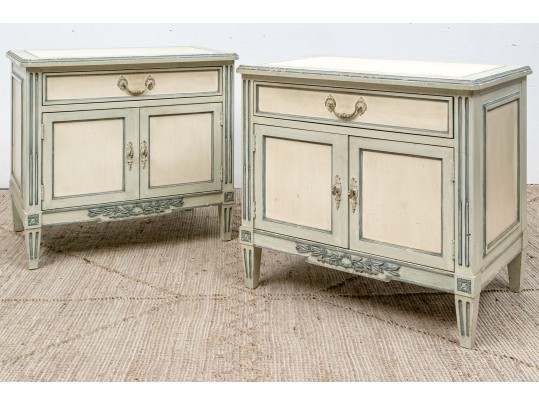 Pair Baker Paint Decorated Side Tables For Upcycle