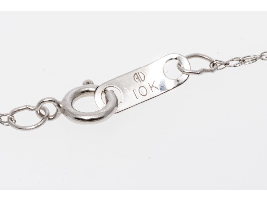 10k White Gold Pretty Diamond Set Square Pendant, App. 0.05 TCW, With Chain