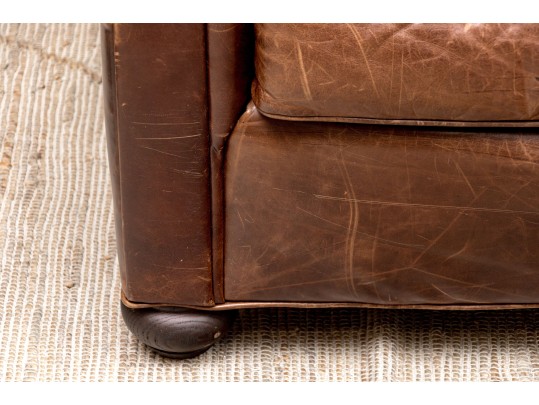 Restoration Hardware Leather Loveseat Sofa