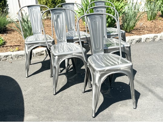 Set Of Six Lumisource Industrial Stacking Dining Chairs