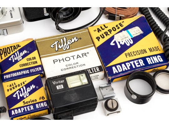 Collection Of Cameras With Camera Accessories