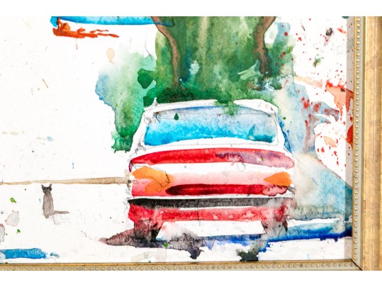 Signed Framed Graphite And Watercolor On Paper, Hotel In Provence 