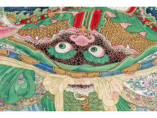 Two Chinese Color And Ink On Canvas Mounted To Board, Including Weituo And Zhao Gongming