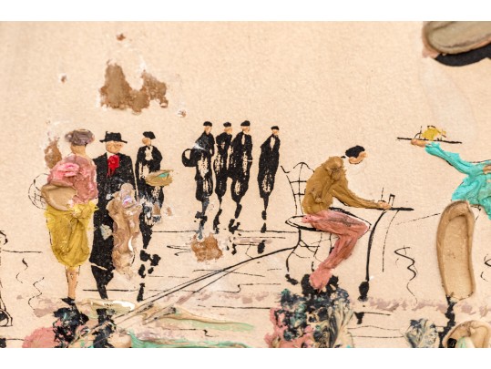 Elmo Gideon (American, 1924-2010) Pair Of Signed 3-D Oils On Board, French Street Scenes 