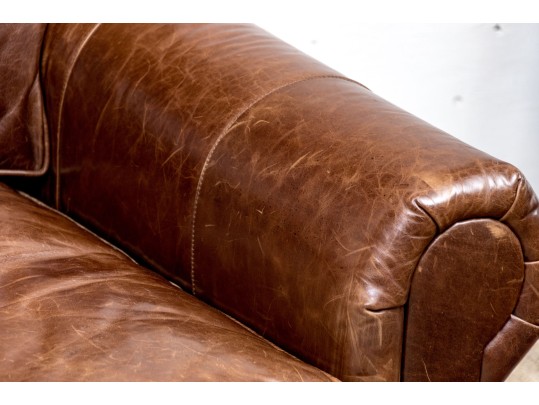 Restoration Hardware Leather Loveseat Sofa