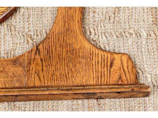 Antique Oak Belved Mirror With Harp, Ca. 1880-1900