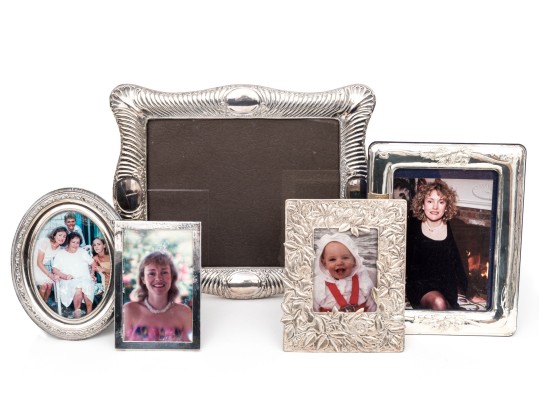 Collection Of Five Sterling Silver And Silverplate Picture Frames 