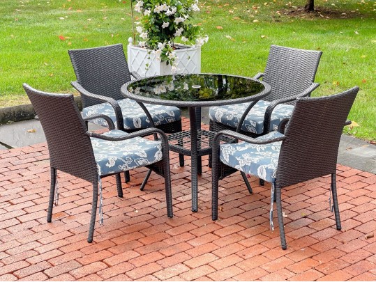 Metal & Resin Wicker 5 Piece Outdoor Dining Set