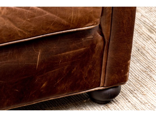 Restoration Hardware Leather Loveseat Sofa