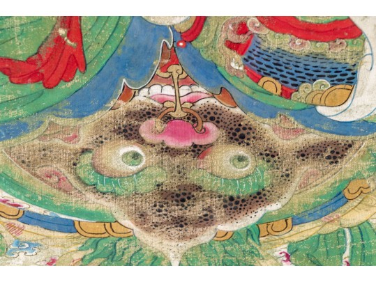 Two Chinese Color And Ink On Canvas Mounted To Board, Including Weituo And Zhao Gongming