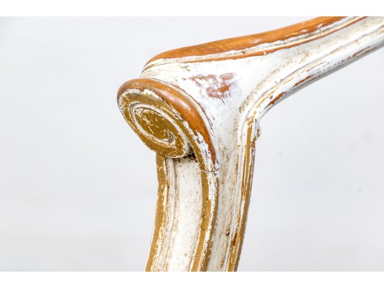 Pair Of Vintage Neoclassical Style Paint Decorated Armchairs 