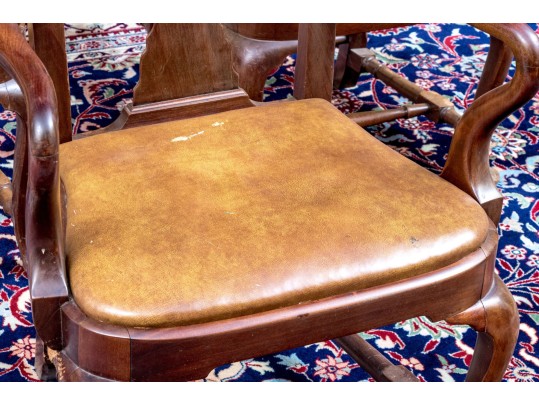 Set Of Six Mahogany Queen Ann Style Dining Chairs