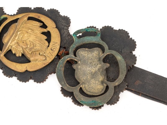 Vintage Horse Brasses On Leather Strap