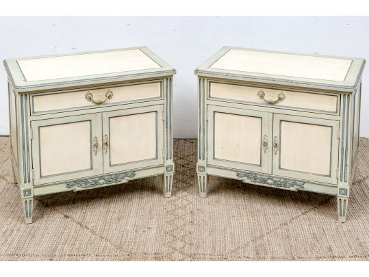 Pair Baker Paint Decorated Side Tables For Upcycle