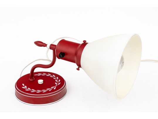 Pair Of Vintage Tole Handpainted Wall Sconces With Matching Shades