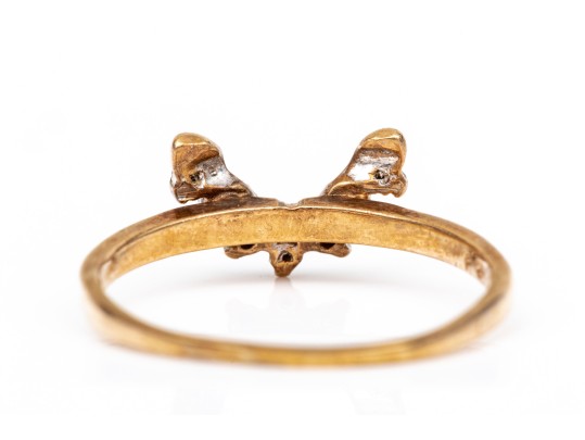 14k Yellow Gold Deeply Curved Prong Set Diamond Band Ring, App. 0.07 TCW, Size 8.25