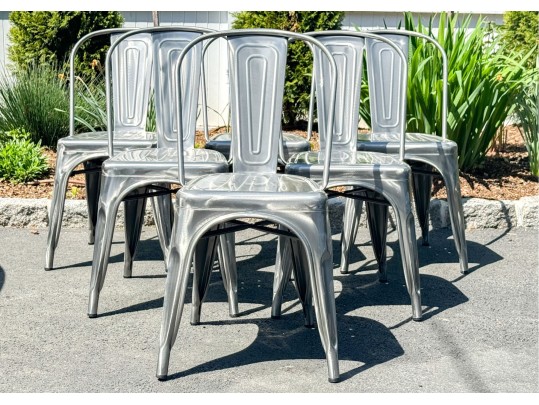 Set Of Six Lumisource Industrial Stacking Dining Chairs