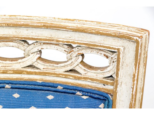 Pair Of Vintage Neoclassical Style Paint Decorated Armchairs 