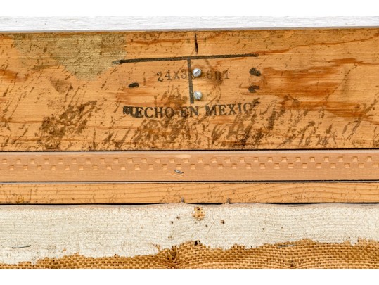 Oil On Burlap, Portrait Of Two Well Dressed In An Interior