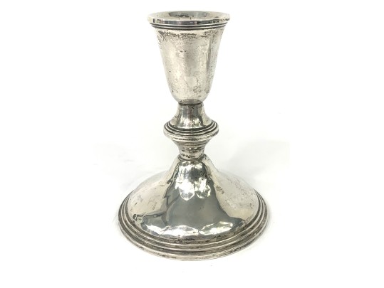 Collection Of Weighted Sterling Silver Candleholders, Compote & Bud Vase