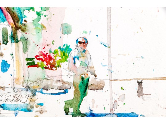 Signed Framed Graphite And Watercolor On Paper, Hotel In Provence 