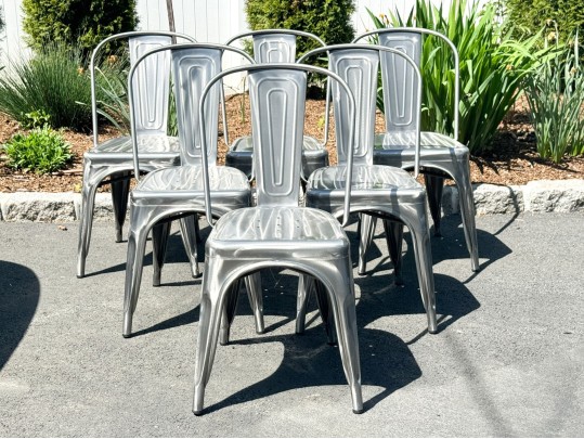 Set Of Six Lumisource Industrial Stacking Dining Chairs