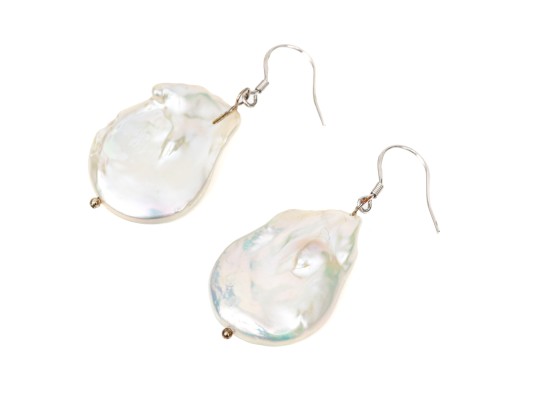 Fabulous Chunky Sterling Silver And Baroque Cultured Freshwater Pearl Earrings