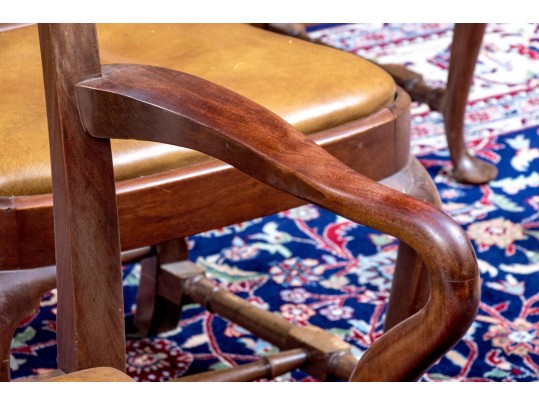 Set Of Six Mahogany Queen Ann Style Dining Chairs