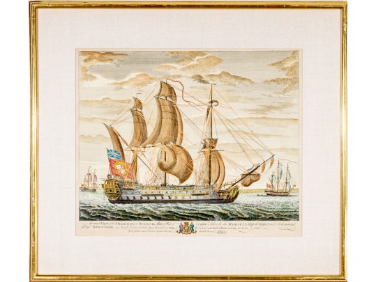 After J. Boydell (UK, 18thc.) Hand Colored Engraving, An Exact View Of The Glorioso... 