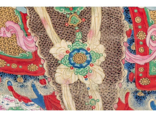 Two Chinese Color And Ink On Canvas Mounted To Board, Including Weituo And Zhao Gongming