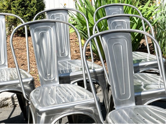 Set Of Six Lumisource Industrial Stacking Dining Chairs