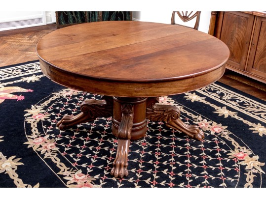Antique Extension Dining Table On Carved Paw Feet